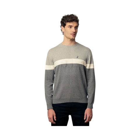 Polo Knitwear Colour Block Grey Melange