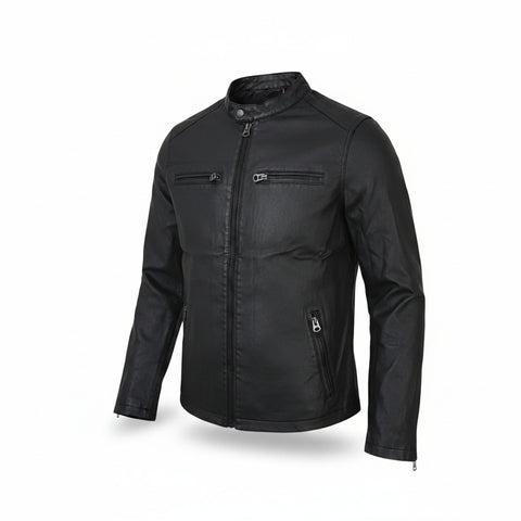 Cutty Wax-Coated Tactical Cafe Racer Jacket – Jet Black
