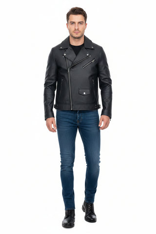 Cutty Faux-Leather Biker Jacket – Onyx Black