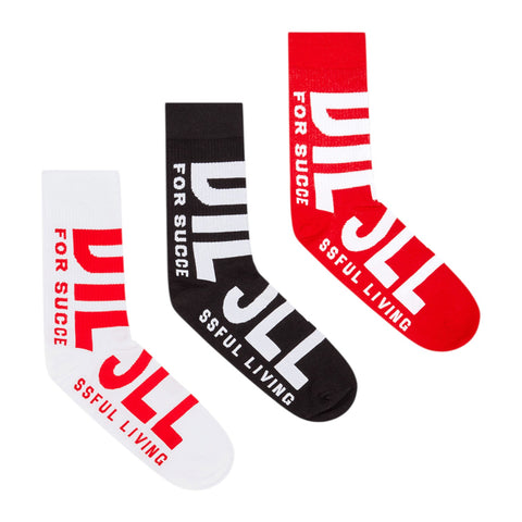 Diesel Skm-Ray-Threepack Socks - Black/White/Red