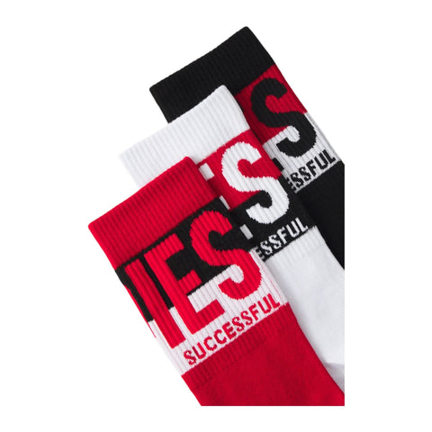 Diesel Skm-Ray 3 Pack Logo Socks - Black/White/Red
