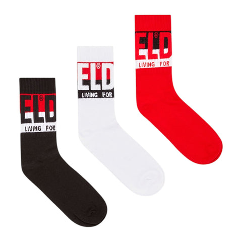 Diesel Skm-Ray 3 Pack Logo Socks - Black/White/Red