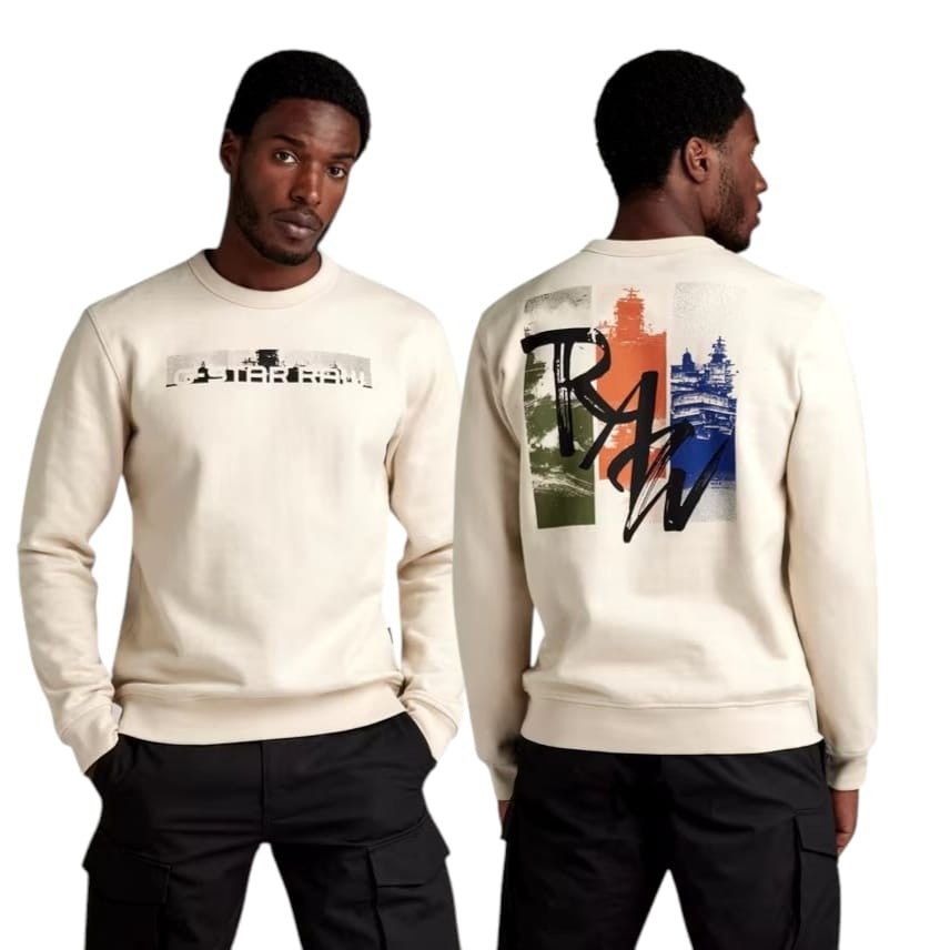 G Star Sweater Flight Deck Back Cream White