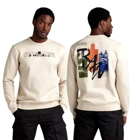 G Star Sweater Flight Deck Back Cream White