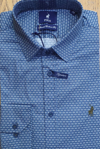 Polo Shirt Mens Long-Sleeve Custom Henry Teal