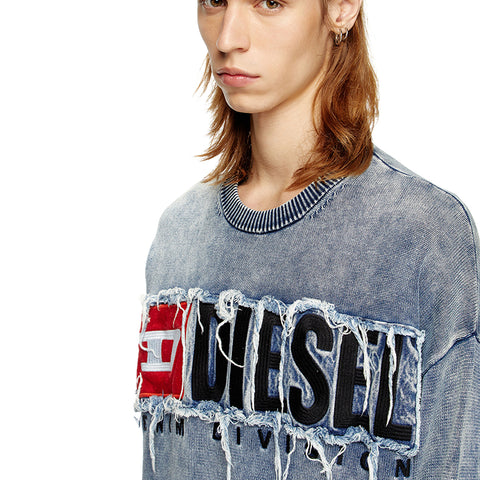 Diesel Knitwear K-Fronzi Logo Patch Blue