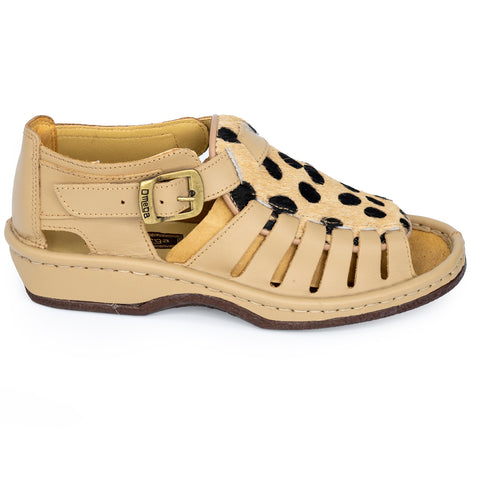 Omega Kgosi Soft Saddle Cheetah Sandals Taupe/Beige