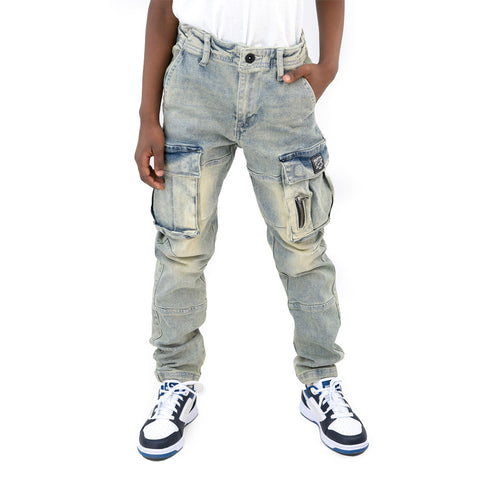 Cutty Victory Cotton Cargo Jeans – Bleach Wash