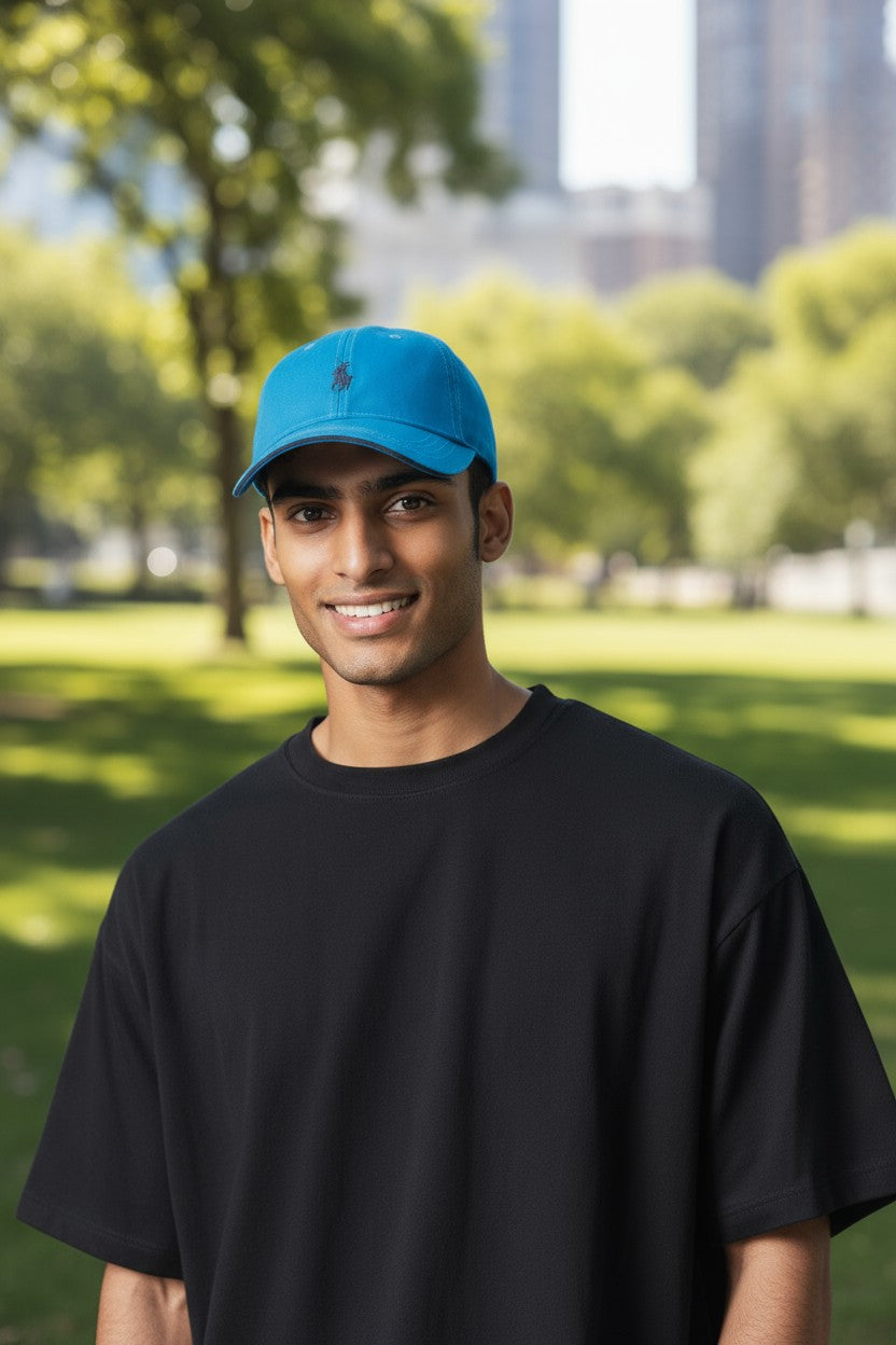 Polo 6 Panel Structured Peak Cap Blue – Adjustable Baseball Cap