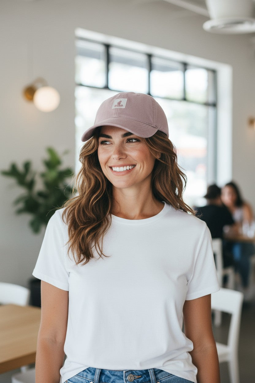Polo 6 Panel Badge Peak Cap Burgundy – Adjustable Cotton Baseball Cap