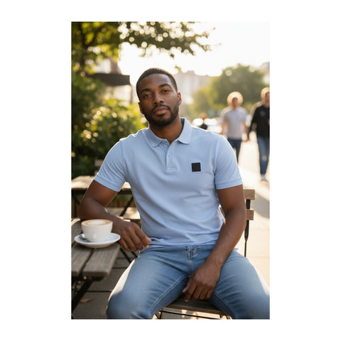 Polo Men’s Active Badge Short Sleeve Golfer – Blue Polo Shirt