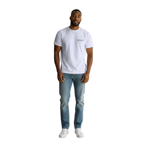Polo Mens PJC SS Cursive Logo Tee – White Classic Boxy Fit T-Shirt