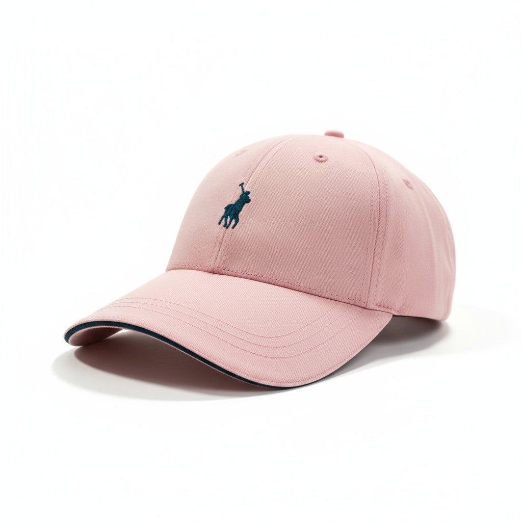 Polo 6 Panel Structured Peak Cap Pink – Adjustable Baseball Cap