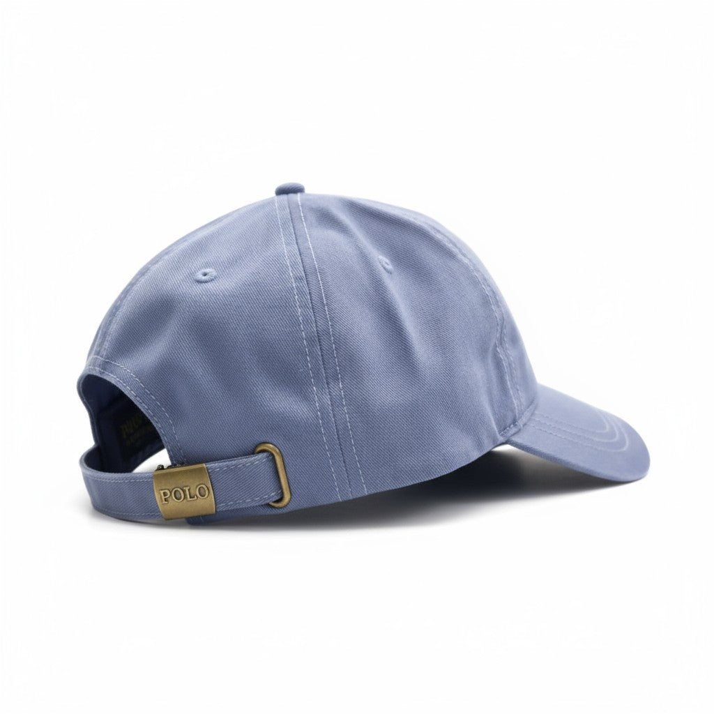 Polo 6 Panel Badge Peak Cap Blue – Classic Adjustable Cotton Baseball Cap