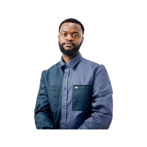 Dickies Brookfield Colour Block LS Shirt Navy/Airforce