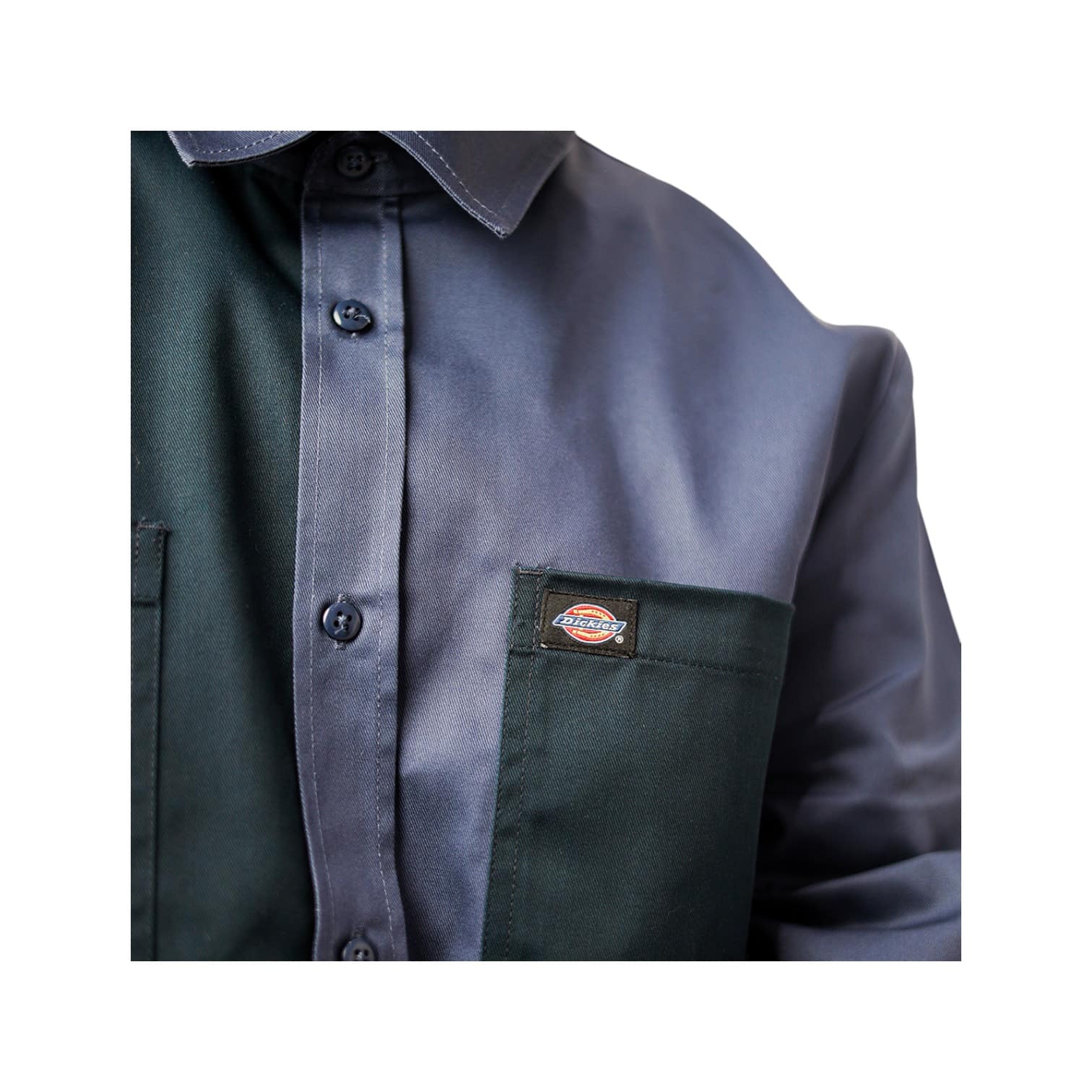 Dickies Brookfield Colour Block LS Shirt Navy/Airforce
