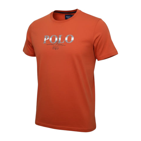 Polo Mens HD Logo Printed Short Sleeve T-Shirt – Orange Graphic Tee