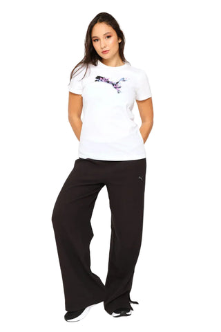 Puma T-Shirt Womens Graphics Floral Cat White