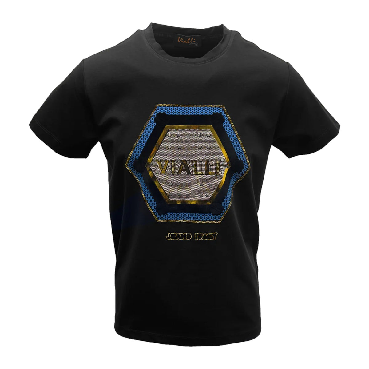 Vialli Ladder Black Men’s T‑Shirt – Premium Vialli Jeans Tee