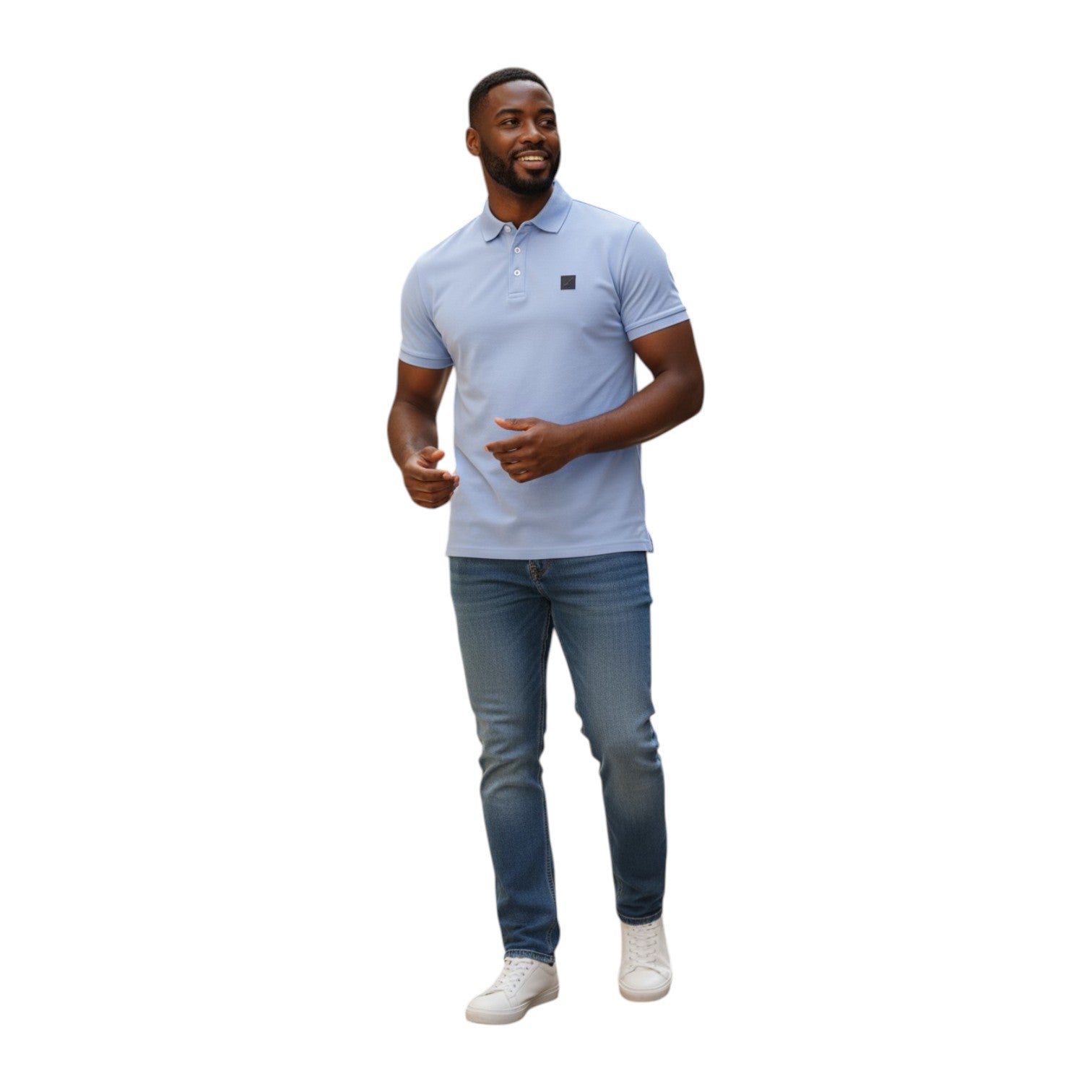 Polo Men’s Active Badge Short Sleeve Golfer – Blue Polo Shirt