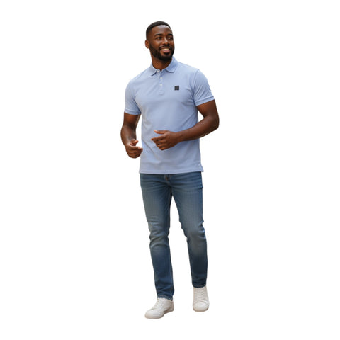 Polo Men’s Active Badge Short Sleeve Golfer – Blue Polo Shirt