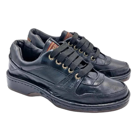Omega Croc Leather Lace-Up Shoes/Sandles Natan Black