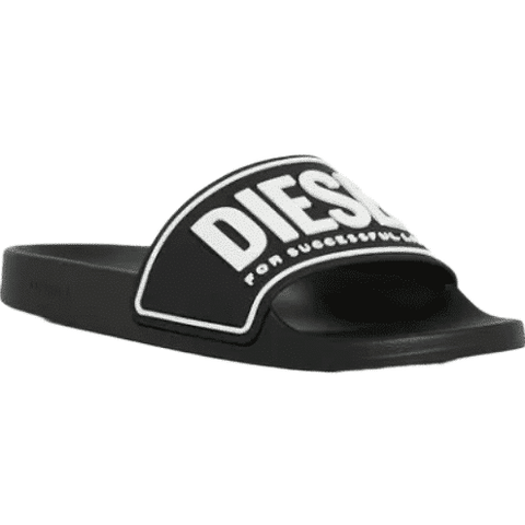 Diesel Mayemi Pool Slides 3D Logo - Black/White