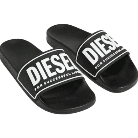 Diesel Mayemi Pool Slides 3D Logo - Black/White