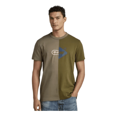 G Star T-Shirt Cut & Sew Graphic Olive/Taupe
