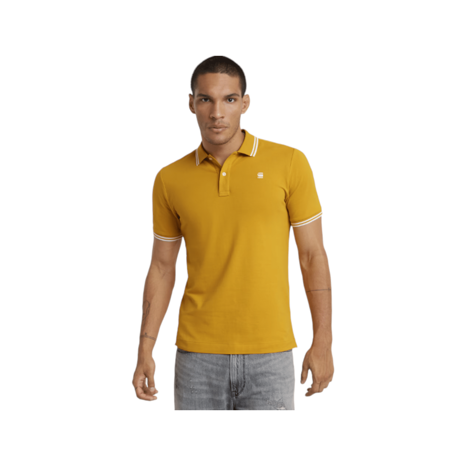 G Star Golfer Dunda Slim Stripe Polo S/S Yellow