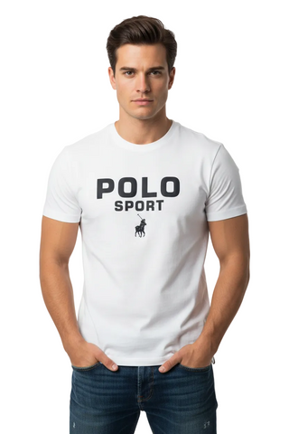Polo T-Shirt Sport Logo White