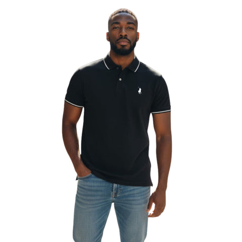 Polo Golfer Mercerized Button Black
