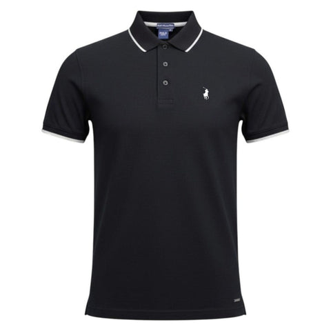 Polo Golfer Mercerized Button Black
