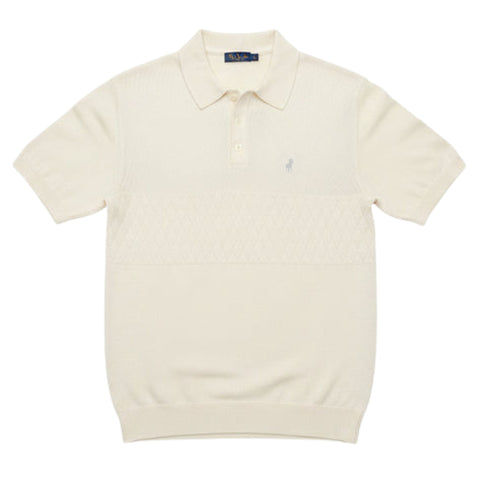 Polo Golfer Textured Knitted Off White