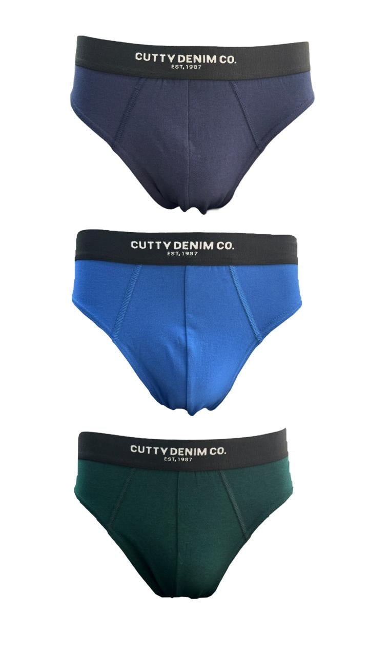 Cutty Cotton Briefs 3-Pack Navy/Blue/Emerald