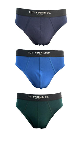 Cutty Cotton Briefs 3-Pack Navy/Blue/Emerald