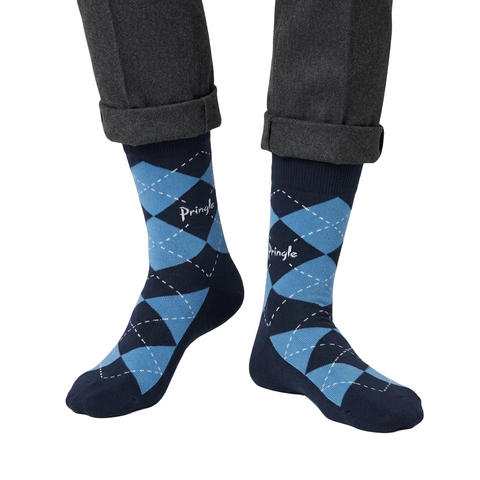 Pringle Socks Junior Argyle Navy