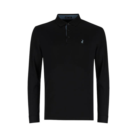 Polo Golfer L/S Mercerized Black/Blue