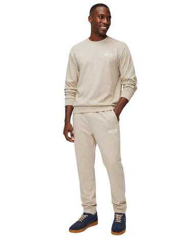 Polo Tracksuit Mens Ribbed Sweat Top & Jogger Light Brown