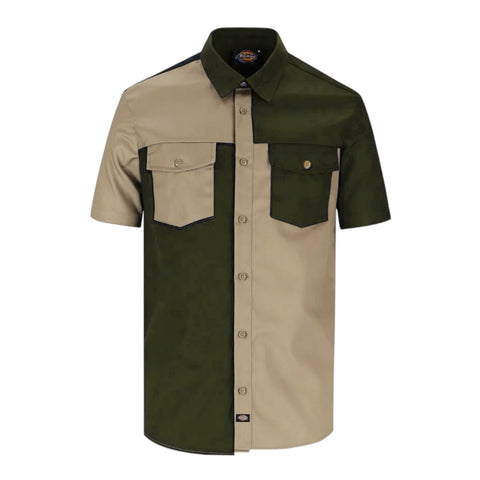Dickies Short Sleeve Brooklyn Two Tone Shirt Olive/Khaki