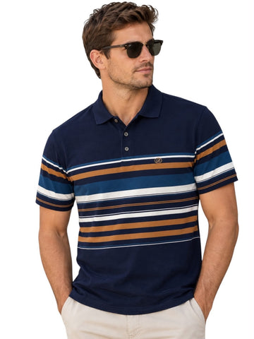 Brentwood Golfer Mercerized Cotton Boaz Navy/Ochre