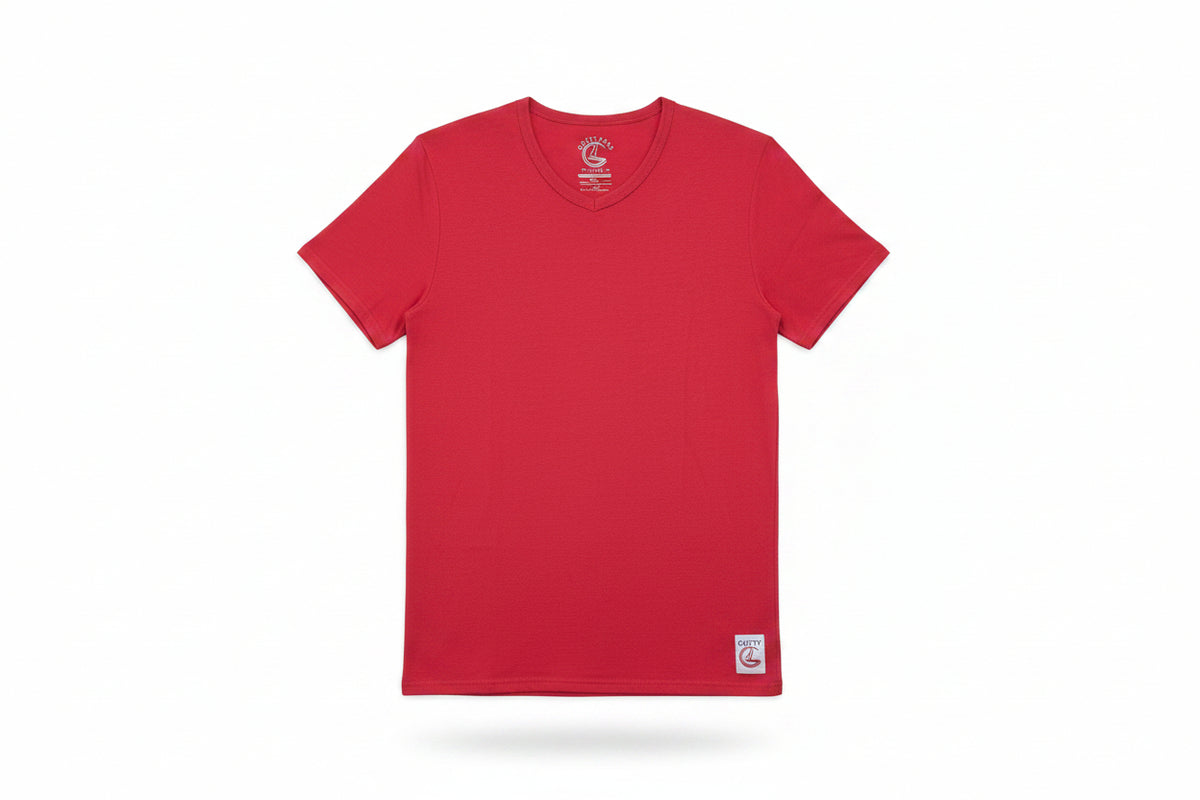 Cutty V Neck Rib Bon Jovi Red