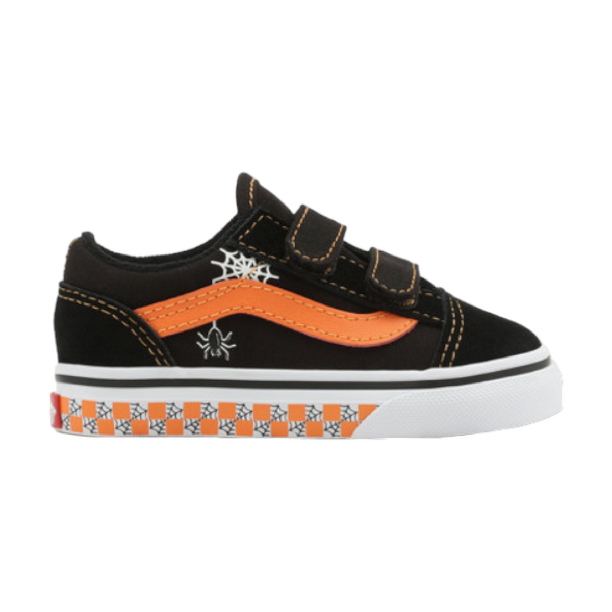 Vans Kids Old Skool Velcro Glow Web Black And Orange
