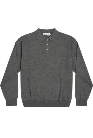 Pringle Long-Sleeve 3 Button Golfer Grey
