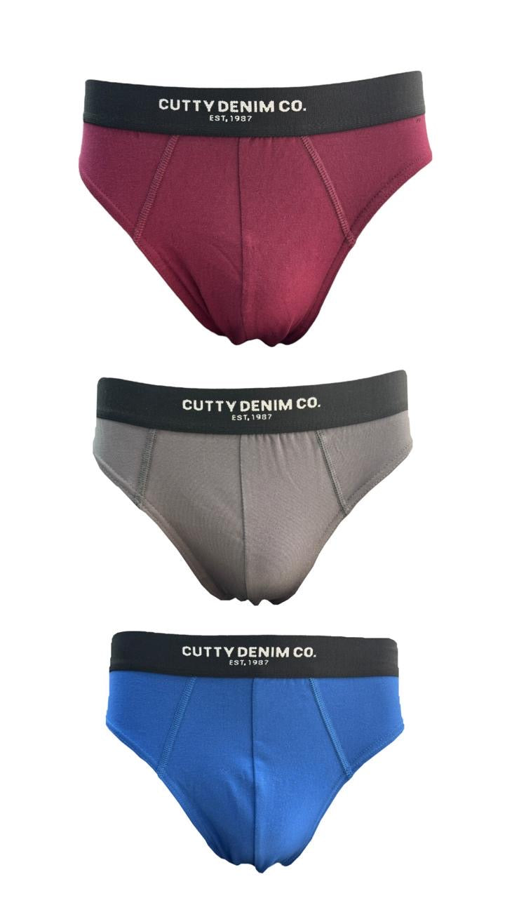 Cutty Cotton Briefs 3-Pack Maroon/Grey/Blue