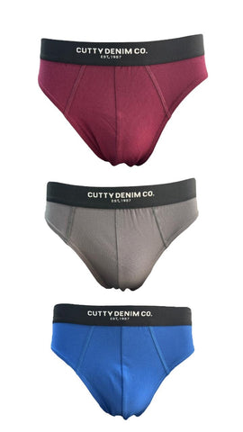 Cutty Cotton Briefs 3-Pack Maroon/Grey/Blue