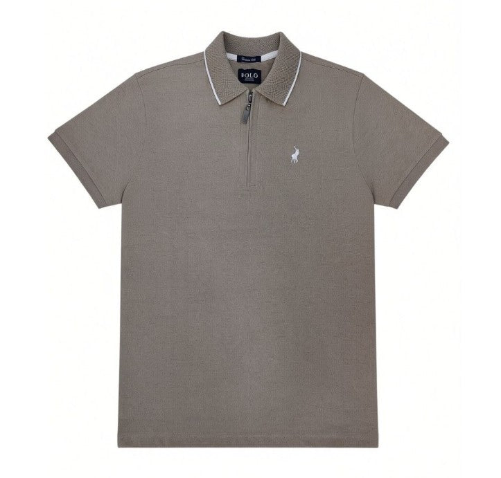 Polo Golfer 1/4 Zip Tipped Taupe