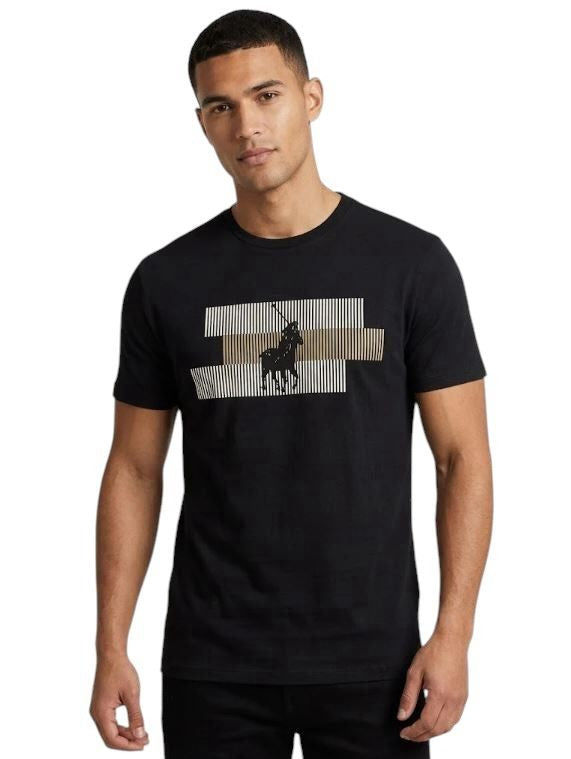 The Polo Linear Block Graphic Crew Neck Tee – Jet Black