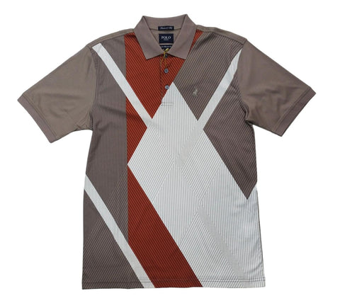 Polo Golfer Mercerized Abstract Printed Orange