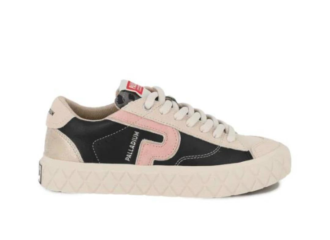 Palladium Ace Lo Mix Leather Sneaker – Jet Black Pink Cream